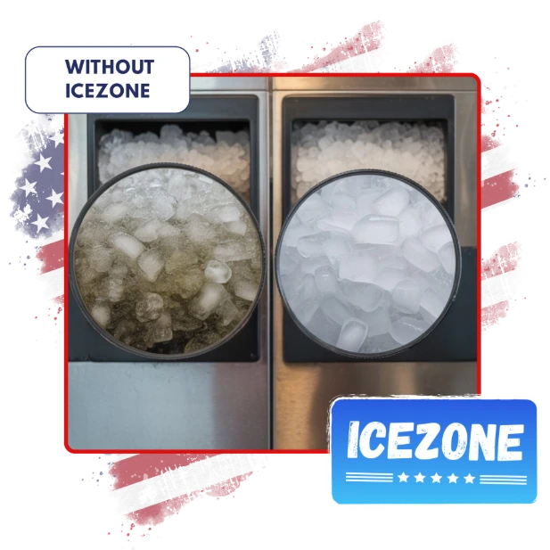 Commercial ice machine before and after Icezone hygiene treatment