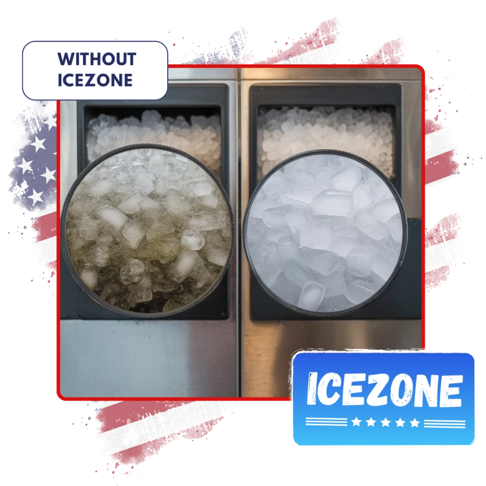 Commercial ice machine before and after Icezone hygiene treatment