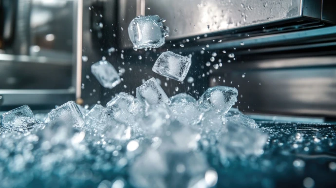 Crystal clear ice cubes from hygienic commercial ice machine
