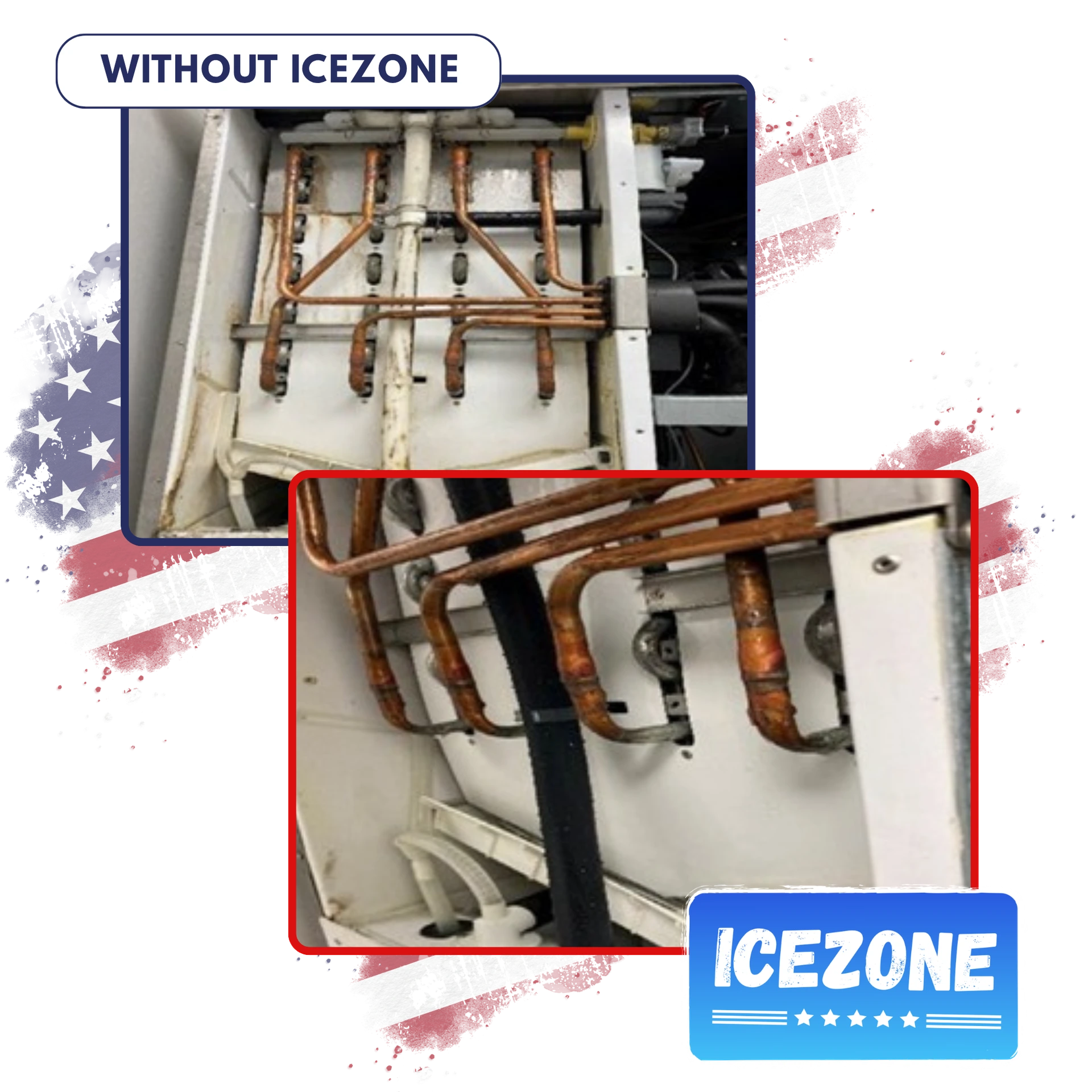 Commercial ice machine before and after Icezone hygiene treatment